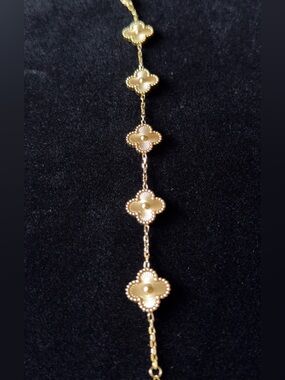 Gold Color Clover Women's Bracelet - Elegant Floral Stations - Bracelet Only